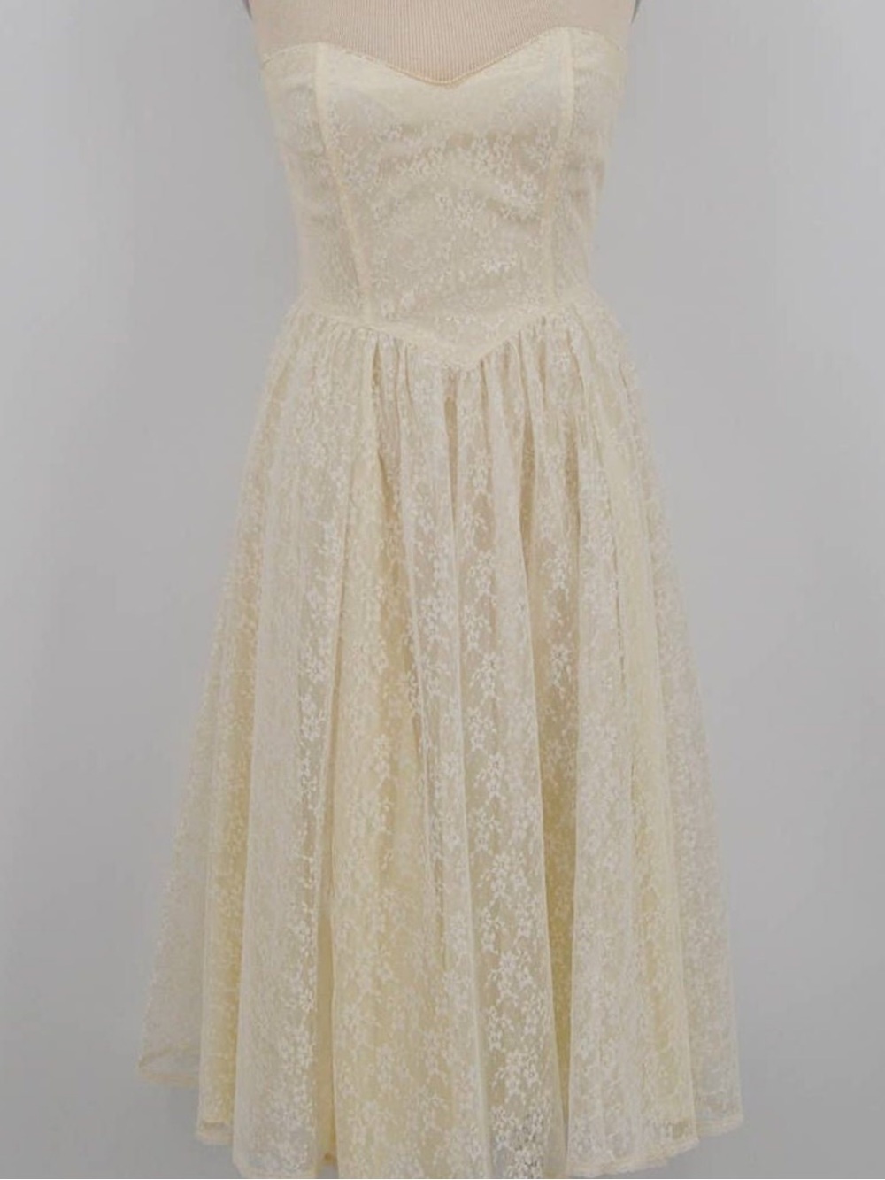 80’s Gunne Sax lace strapless dress